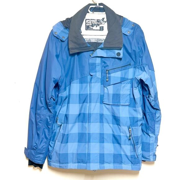 Nordica Italy Mens Blue Check Alpine Waterproof Ski Jacket Sz S/M Runs Large - Picture 1 of 11